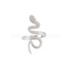 Non-Tarnish 304 Stainless Steel Snake Wide Open Cuff Ring for Women, Stainless Steel Color, US Size 6 3/4(17.1mm)(RJEW-S405-160P)