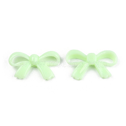 Opaque Acrylic Beads, Bowknot, Light Green, 18x30x5.5mm, Hole: 1.6mm, about 600pcs/500g(SACR-T351-005D)