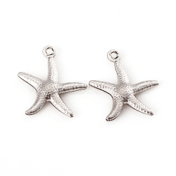 Tarnish Resistant 304 Stainless Steel Pendants, Starfish, Stainless Steel Color, 17.5x15x2mm, Hole: 1mm(STAS-G229-09P-01)