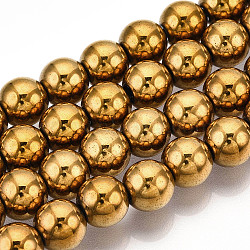 Non-Magnetic Synthetic Hematite Beads Strands, Color Plated, Grade A, Round, Goldenrod, 8mm, Hole: 1mm(X-G-S096-8mm-2)