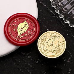 Golden Tone Wax Seal Brass Stamp Heads, for Wax Seal Stamp, Halloween Day Series, Heart, 25x14mm, Hole: 7mm(AJEW-U008-01G-04)