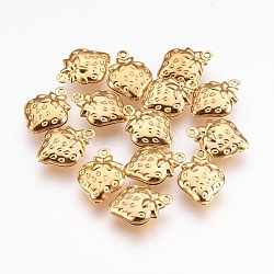 304 Stainless Steel Pendants, Strawberry, Golden, 15x11x4mm, Hole: 1mm(X-STAS-G176-21G)