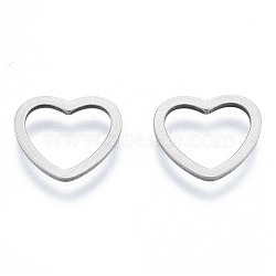 Non-Tarnish 201 Stainless Steel Linking Rings, Heart, Stainless Steel Color, 11x12x1mm, Inner Diameter: 7.5x9.5mm(STAS-N090-T06-1)