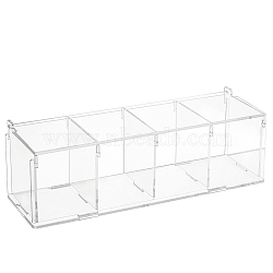 Acrylic Bead Containers, 4 Compartments, for Blind Box Doll, Rectangle, White, 31.5x10x10cm, Fit for 8.6x7cm, about 9pcs/set(CON-WH0094-01)