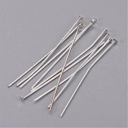 Jewelry Findings, Cadmium Free & Lead Free, Iron Flat Head Pins, Silver, 45x0.75~0.8mm, 20 Gauge, about 5100pcs/1000g, Head: 2mm(J079W027)