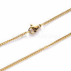 Vacuum Plating 304 Stainless Steel Curb Chain Necklace, with Lobster Claw Clasp, Golden, Link: 3x2x0.6mm, 19.68 inch(50cm)(NJEW-S420-001C-G)