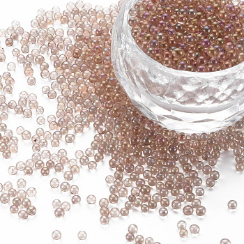DIY 3D Nail Art Decoration Mini Glass Beads, Tiny Caviar Nail Beads, AB Color Plated, Round, Camel, 2mm, about 450g/bag