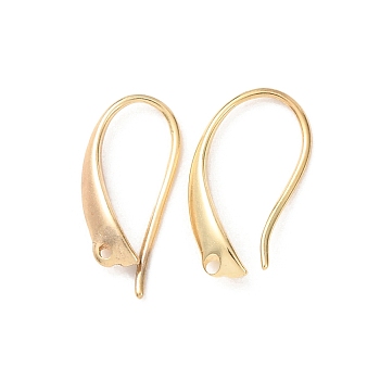 Brass Earring Hooks, Cadmium Free & Lead Free, Real 24K Gold Plated, 16.5x3mm, Hole: 1mm, Pin: 0.8mm