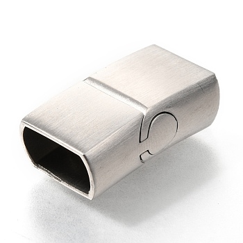 Tarnish Resistant 304 Stainless Steel Magnetic Clasps with Glue-in Ends, Curved Rectangle, Stainless Steel Color, 23.5x13.5x8mm, Hole: 6x11.5mm