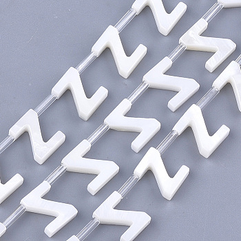 Natural Freshwater Shell Beads, Top Drilled Beads, White, Letter.Z, 10x7.5x3mm, Hole: 0.8mm