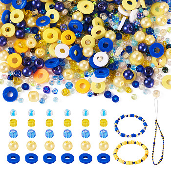 DIY Beads Jewelry Making Finding Kits, Dark Blue, 2~6mm, about 25~33g/bag
