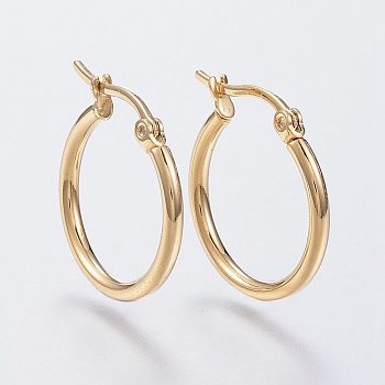 304 Stainless Steel Hoop Earrings, Hypoallergenic Earrings, Ring Shape, Golden, 12 Gauge, 14~16x2mm, Pin: 0.7~1.3x0.68mm