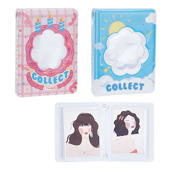 2 Books 2 Styles 3 Inch PVC Mini Photo Album with Flower Window, Photocard Cellection, Holds up to 40 Photos, Rectangle, Mixed Color, 109x82x26mm, Hole: 4mm, Window: 50.5~91.5x50.5~60mm, 1 book/style