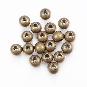 304 Stainless Steel Beads, Round, Antique Bronze, 4x3mm, Hole: 2mm