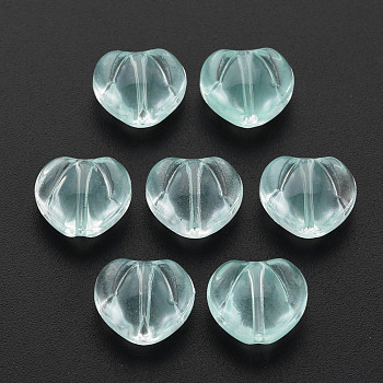 Transparent Glass Beads, Heart, Pale Turquoise, 10.5x12x6.5mm, Hole: 1mm