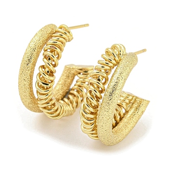 Rack Plating Brass Stud Earrings, Split Earrings, Long-Lasting Plated, Cadmium Free & Lead Free, Real 18K Gold Plated, 21x8mm
