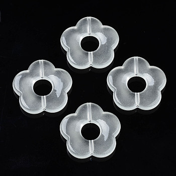 Imitation Jelly Acrylic Beads, Flower, Clear, 25.5x26x5mm, Hole: 1.6mm, about 240pcs/500g
