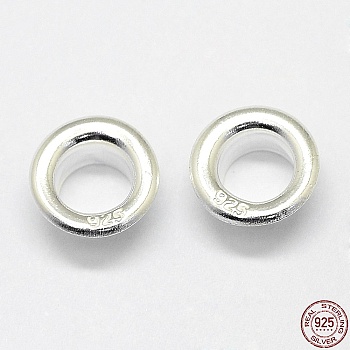 925 Sterling Silver European Cores, Rondelle, Silver, 4.3~7.7mmx3.4mm, Hole: 5mm