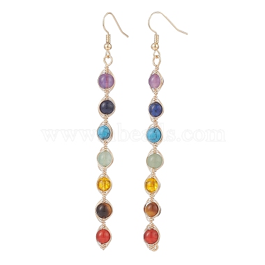 Natural & Synthetic Mixed Stone & Pearl Beaded Dangle Earrings & Bracelet(SJEW-JS01261)-5
