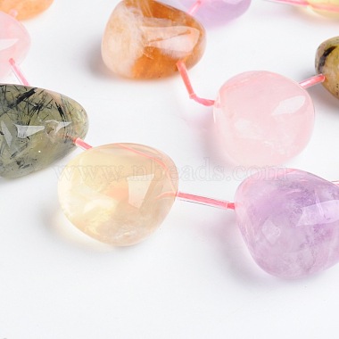 Brins de perles de pierres précieuses mélangées naturelles en forme de larme(G-D771-11)-2