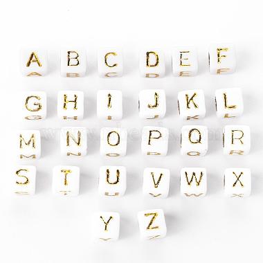 156Pcs 26 Style White Plating Acrylic Letters Beads(SACR-YW0001-02)-2