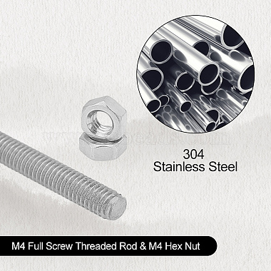 304 Stainless Steel M4 Full Screw Threaded Rod & M4 Hex Nut(STAS-GA0001-48A)-5