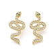 Rack Plating Brass Snake Stud Earrings with Cubic Zirconia(EJEW-D061-52G)-1