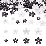 80Pcs 8 Styles Flower Resin Cabochons, with ABS Imitation Pearl & Sequin, Mixed Color, 8~15x8~15mm, 10pcs/style(RESI-TA0004-28B)
