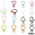 16Pcs 8 Styles Spray Painted Eco-Friendly Alloy Swivel Snap Hooks Clasps, Mixed Color, 33~41x20~34x5.5~7mm, Hole: 5~8.5x6.5~9mm, 2pcs/style (FIND-YW0009-27)