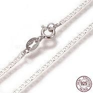 Rhodium Plated 925 Sterling Silver Mariner Link Chain Necklaces, with Spring Ring Clasps, Platinum, 17.7 inch(45cm)(STER-L059-11P)