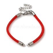 Milan Cord & 304 Stainless Steel Bracelets Making, Red, 6-5/8 inch(16.8cm)(MAK-H004-01A-P02)