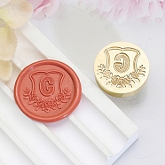 Golden Tone Round Wax Seal Brass Stamp Heads, for Wax Seal Stamp, Flower with Letter Pattern, Letter G, 20x14mm, Inner Diameter: 7mm(AJEW-Z034-02G-G)