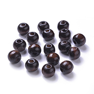 Dyed Natural Wood Beads, Round, Lead Free, Coconut Brown, 12x11mm, Hole: 4mm(X-WOOD-Q006-12mm-06-LF)