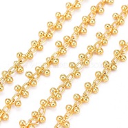 Handmade Brass Beaded Chains, with Spool, Soldered, Long-Lasting Plated, Real 18K Gold Plated, 1.5~3mm, about 32.8 Feet(10m)/roll(CHC-I006-02G)