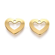 201 Stainless Steel Charms, Laser Cut, Hollow, Heart, Real 18k Gold Plated, 9x11x0.8mm, Hole: 1.2mm(STAS-B001-20G)