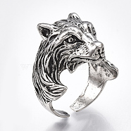 Alloy Cuff Finger Rings, Wide Band Rings, Wolf, Antique Silver, US Size 9 3/4(19.5mm)(RJEW-T006-34)