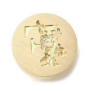 Wax Seal Brass Stamp Heads, Flower Letter Series, Golden, Letter F, 25.5x14mm, Hole: 7mm(AJEW-D301-02G-F)