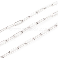 304 Stainless Steel Paperclip Chains, Drawn Elongated Cable Chains, Soldered, with Spool, Stainless Steel Color,10x3.5x0.8mm, about 32.8 Feet(10m)/roll(STAS-K209-07P)