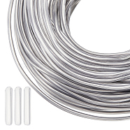 30M Aluminum Wire, Round, for Hat, Hair Ornament Making, with 100Pcs Silicone End Caps, Platinum, 12 Gauge, 2mm(AW-BC0003-37B)