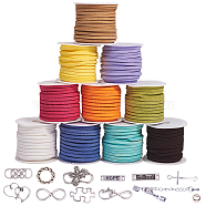 SUNNYCLUE DIY Ornament Accessories Making, with Faux Suede Cord, Ends With Extender Chain And Clasps, Alloy Link and Linking Ring, Mixed Color, 3x1.5mm(DIY-SC0007-14)