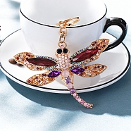 Alloy Rhinestone Keychain, Dragonfly, Tanzanite, 120mm(PW-WGCC421-01)