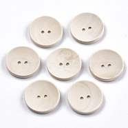 Natural Wood Buttons, 2-Hole, Unfinished Wooden Button, Concave Round, PapayaWhip, 25x4.5mm, Hole: 2.5mm(WOOD-N006-88B-01)