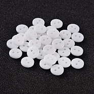 2-Hole Flat Round Resin Sewing Buttons for Costume Design, White, 9x2mm, Hole: 1mm(BUTT-E119-14L-19)