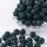 Polymer Clay Rhinestone Beads, Grade A, Round, PP15, Emerald, 10mm, Hole: 1.8~2mm, 6 Rows Rhinestone, PP15(2.1~2.2mm)(RB-C1438-10mm-A08)