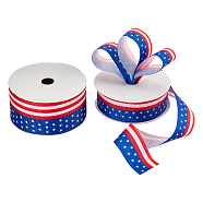 2 Rolls 2 Styles Independence Day Polyester Ribbon, for Gift Wrapping, Party Decoration, Flag Pattern, Royal Blue, 1~1-1/2 inch(25~38mm), about 10 yards/roll, 1 roll/style(OCOR-NB0001-70)