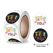 Word Thank You Self Adhesive Paper Stickers, Round Sticker Labels, Gift Tag Stickers, Mixed Color, 2.5x0.1cm, 500pc/roll(DIY-M023-04)