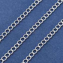 Brass Curb Chains, Long-Lasting Plated, Soldered, with Spool, Silver, 3.5x2.5x1mm, about 32.81 Feet(10m)/Roll(KK-P304-02B-S)