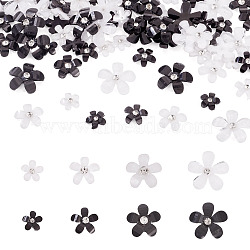80Pcs 8 Styles Flower Resin Cabochons, with ABS Imitation Pearl & Sequin, Mixed Color, 8~15x8~15mm, 10pcs/style(RESI-TA0004-28B)