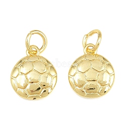 Brass Charms, Football Charms, Rack Plating, Long-Lasting Plated, Lead Free & Cadmium Free, Golden, 12x10x2.5mm, Hole: 2.5mm(KK-K340-54B-G)