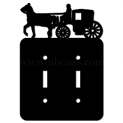 Iron Light Switch Decorations, with Screws, Rectangle with Carriage, Black, 161x115x1.5mm(AJEW-WH0238-013)